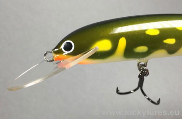 Karikko Wobbler, Länge: 18 cm, Farbe: Pike 154, schwimmend, von Suomen Uistin The Finnish Lure Company (Jarmo Rapala)